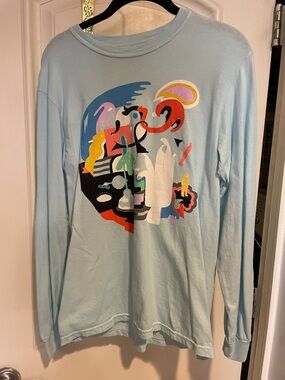 Light Blue Graphic Long-Sleeve Men's Sweater